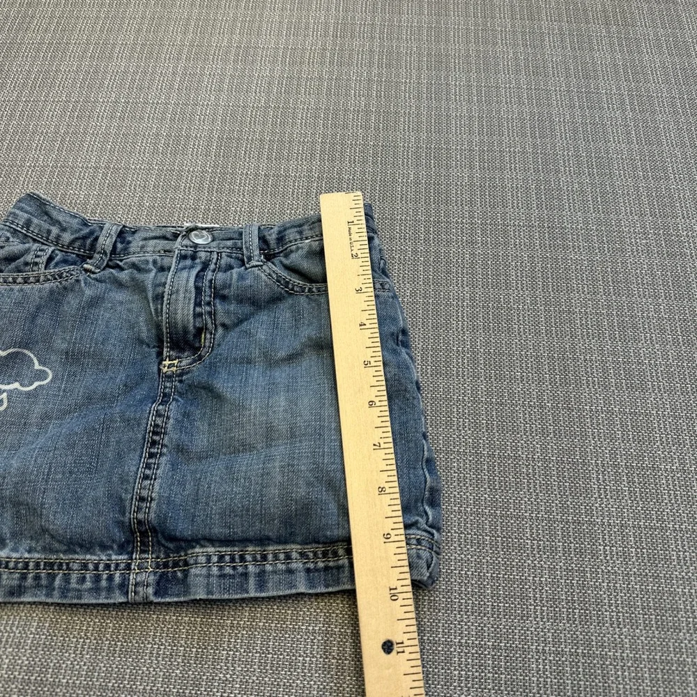 Gymboree Denim Skirt Girls Size 5 Smiley Back Embroidered‎ Adjustable Waist